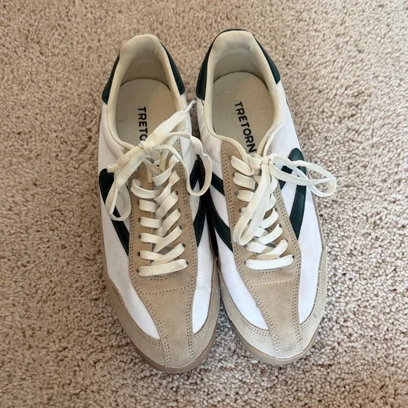Tretorn White, Beige & Dark Green Low-Profile Sneakers - Picture 3 of 4